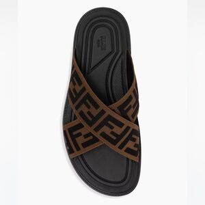Cross Strap FF Logo Slide Sandals